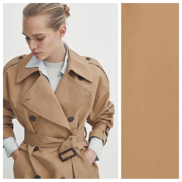 NWT. Massimo Dutti Camel Cotton Blend Voluminous Trench Coat with Belt. Size S. - Picture 2 of 13